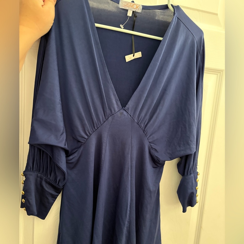 LaRok Deep Blue Blouse NWOT!